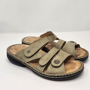 Finn Comfort Womens Ventura Olive Green Leather Sandals Size 37 US 6 M Comfort